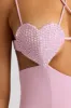 Embellished Heart Cup Detail Mini Dress in Soft Pink sold by Oh Polly
