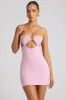 Embellished Heart Cup Detail Mini Dress in Soft Pink sold by Oh Polly