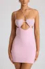 Embellished Heart Cup Detail Mini Dress in Soft Pink sold by Oh Polly