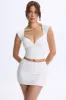 Ruched Cap-Sleeve Top in White sold by Oh Polly