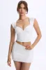 Ruched Cap-Sleeve Top in White sold by Oh Polly