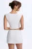 Ruched Cap-Sleeve Top in White sold by Oh Polly