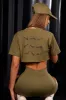 Short Sleeve Cropped T-Shirt in Olive sold by Oh Polly