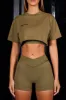 Short Sleeve Cropped T-Shirt in Olive sold by Oh Polly