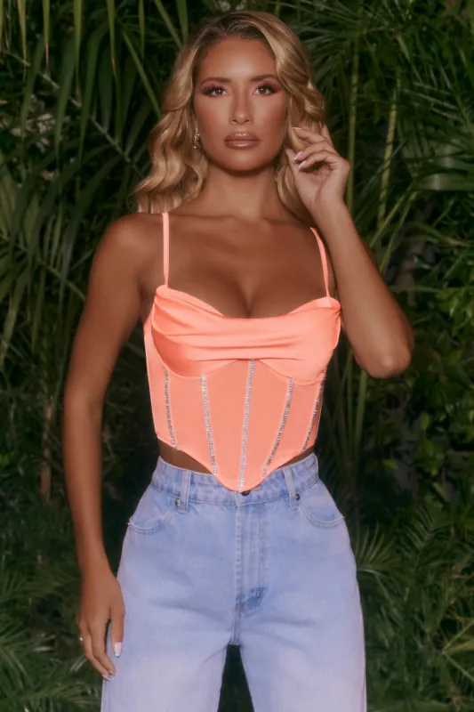 Embellished Draped Corset Crop Top in Pink sold by Oh Polly
