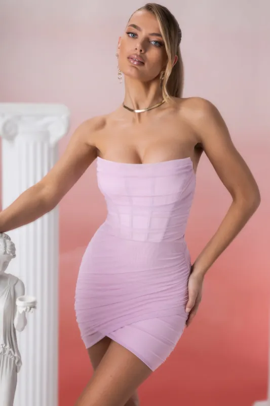 Bandeau Wrap Mini Dress in Pink made by Oh Polly