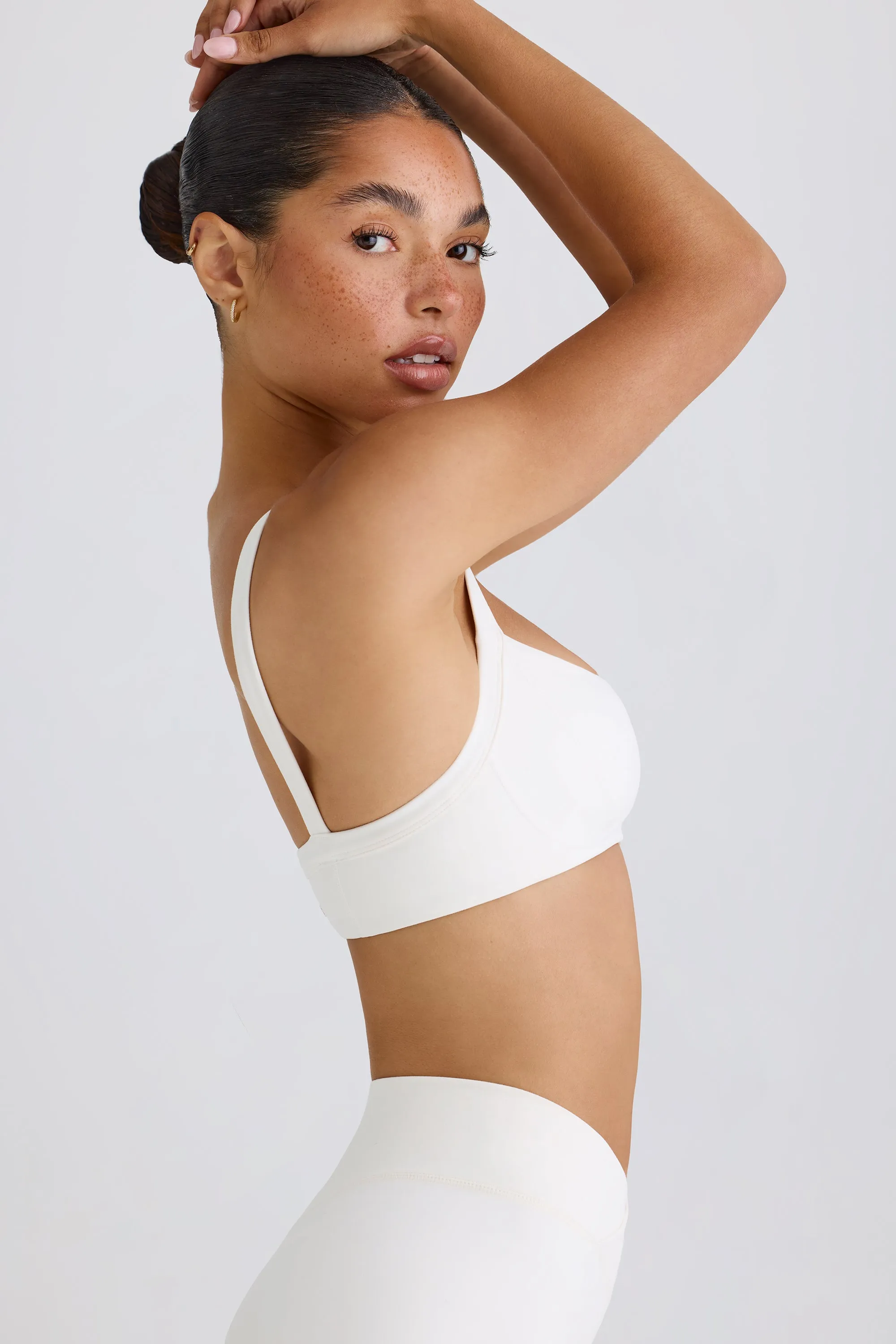 Soft Active Contrast-Trim Sports Bra in White sold by Oh Polly product image thumbnail 3