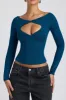 Modal Twist-Front Long-Sleeve Crop Top in Deep Teal sold by Oh Polly