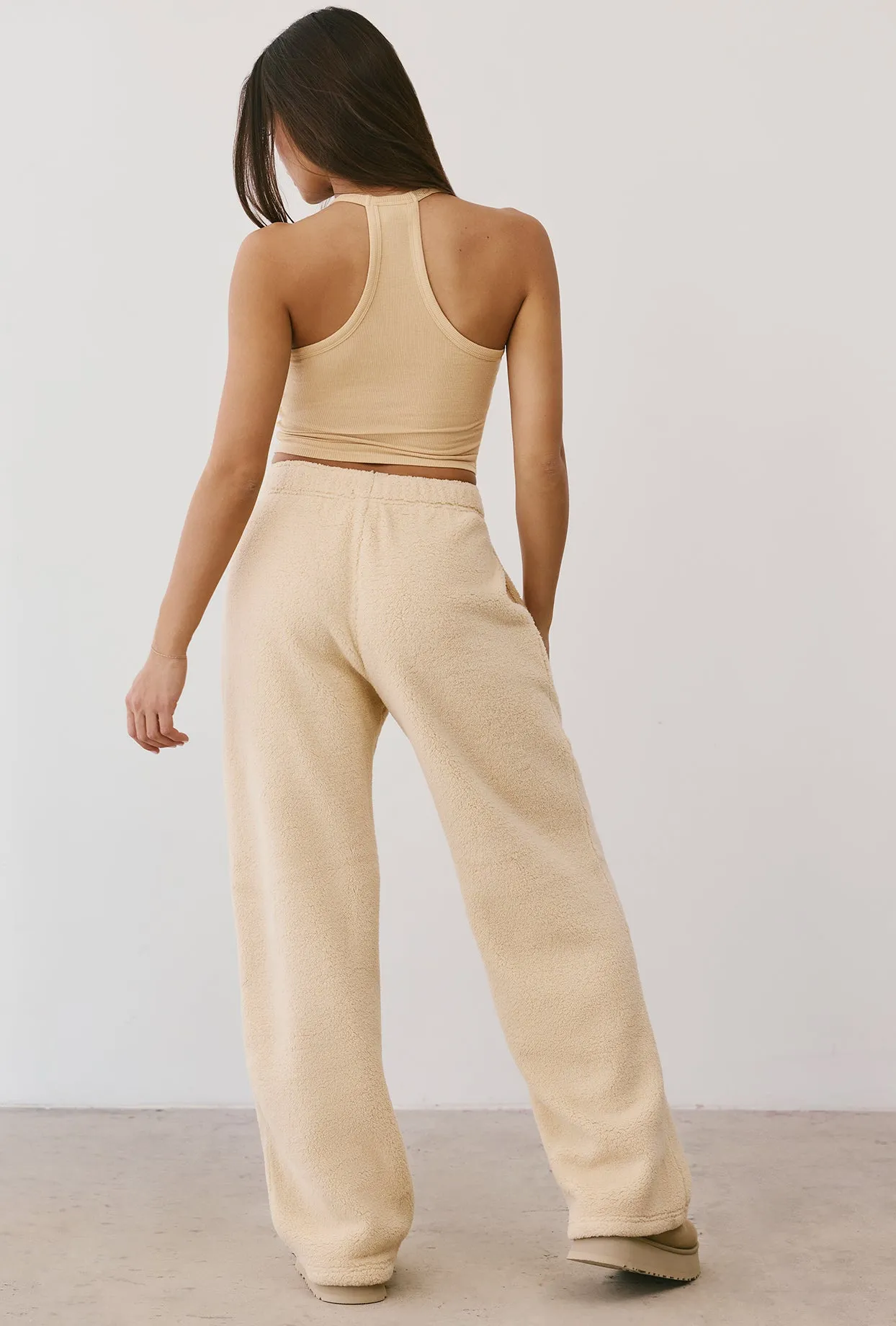 Petite Fleece Wide Leg Joggers in Cashmere sold by Oh Polly product image thumbnail 2