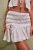 Shirred Thigh High Split Mid Rise Mini Skirt in White sold by Oh Polly