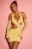 Embellished Cold Shoulder Cut Out Mini Dress in Yellow sold by Oh Polly