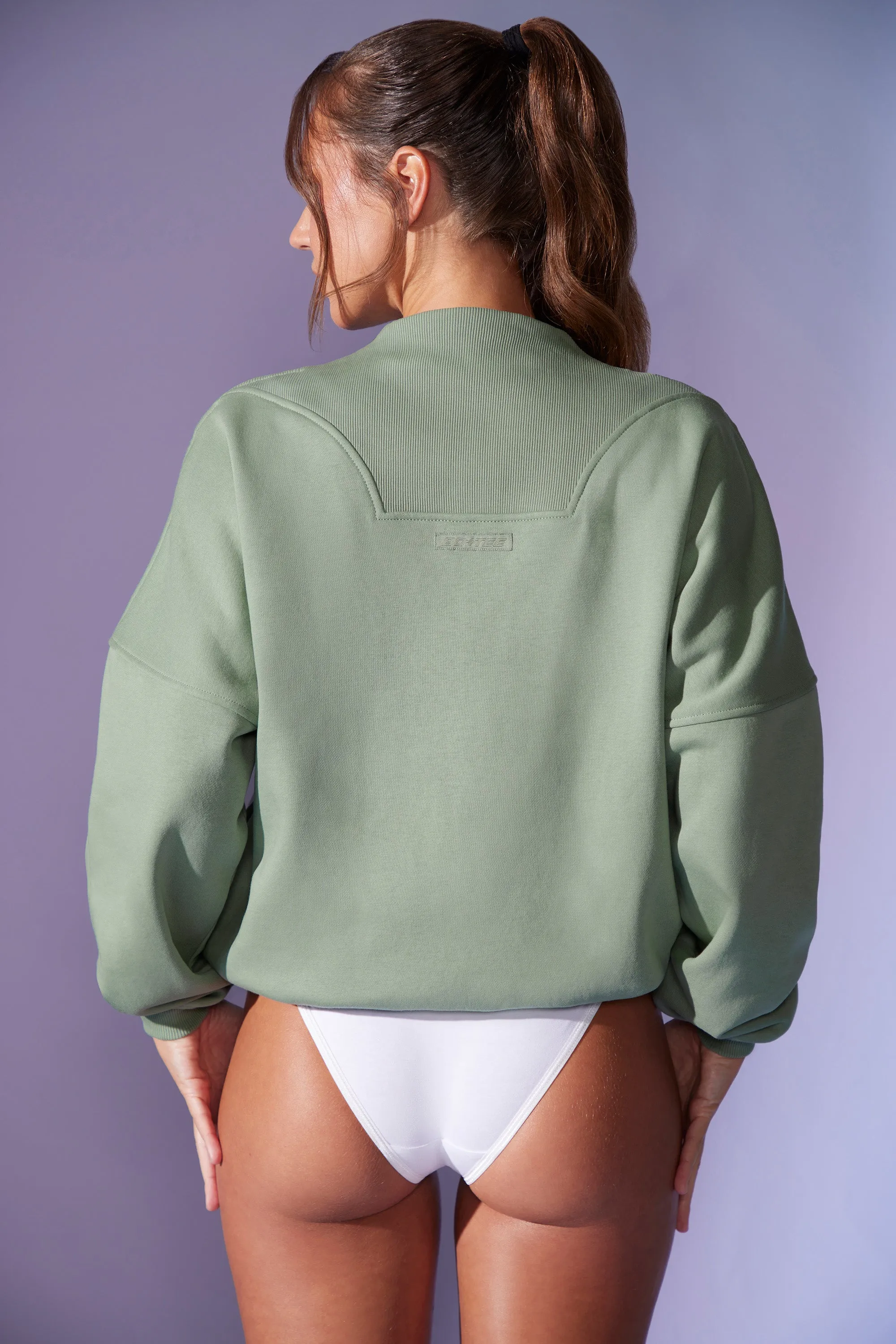 Oversized Half Zip Sweatshirt in Sage sold by Oh Polly product image thumbnail 2