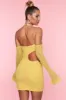 Embellished Cold Shoulder Cut Out Mini Dress in Yellow sold by Oh Polly