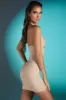 Embellished Twist Neck Mini Dress in Sand sold by Oh Polly