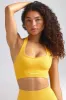 Define Luxe Halterneck Sports Bra in Golden Yellow sold by Oh Polly