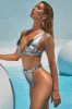 Hidden Treasure Belted Metallic Bikini Top in Gunmetal sold by Oh Polly