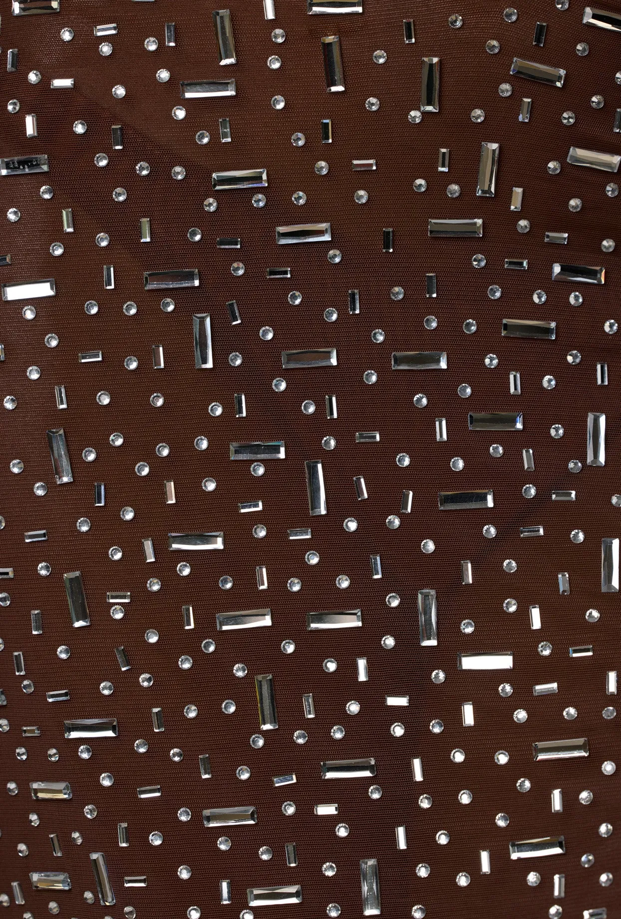 Sheer Embellished V Waist Mini Skirt in Deep Cocoa sold by Oh Polly product image thumbnail 4