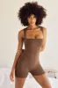 Short Sleeve Square Neck Unitard in Brown sold by Oh Polly