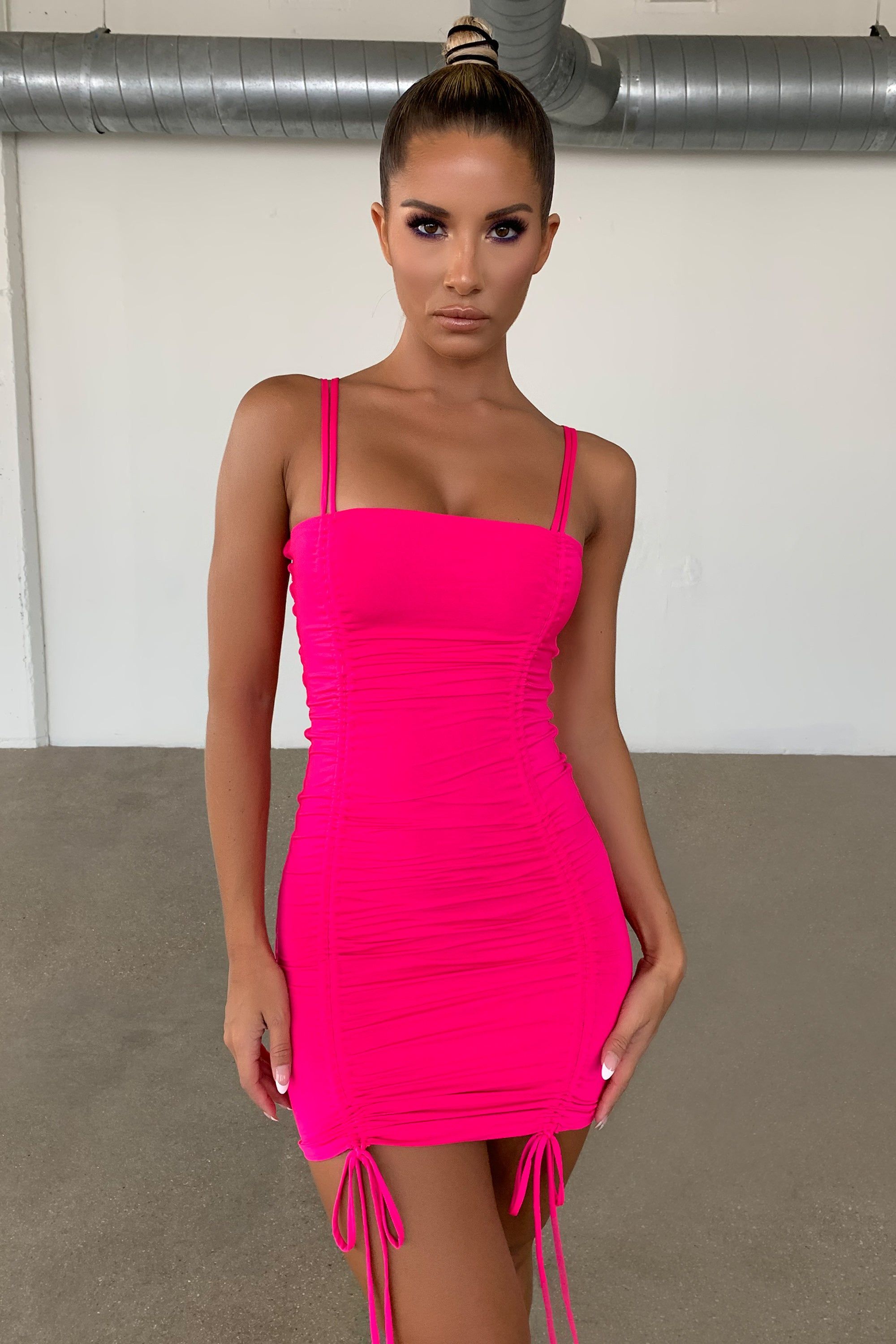 Sweet Little Ties Strappy Ruched Mini Dress in Pink sold by Oh Polly product image thumbnail 11