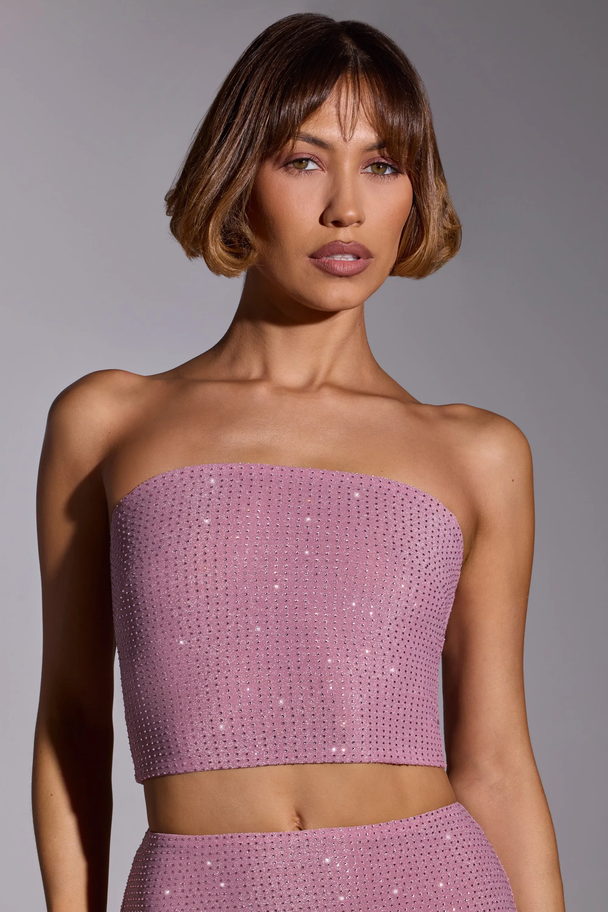 Embellished Strapless Crop Top in Light Pink sold by Oh Polly product image thumbnail 5