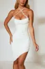 Asymmetric Hem Halter Neck Corset Midi Dress in Ivory sold by Oh Polly