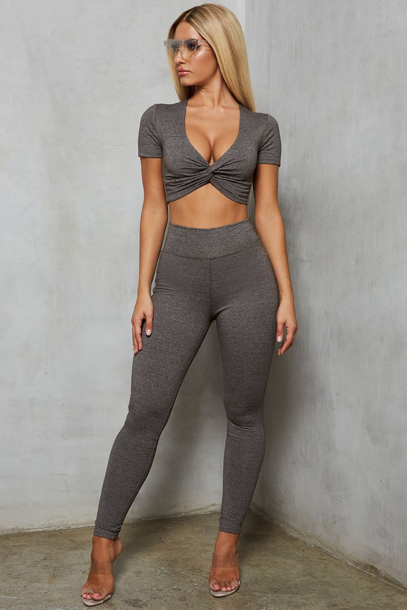 Clean Cut Twist Front Crop Top in Charcoal sold by Oh Polly product image thumbnail 8