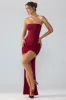 Premium Jersey Lace Up Back Mini Dress with Train in Ruby sold by Oh Polly