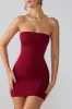 Premium Jersey Lace Up Back Mini Dress with Train in Ruby sold by Oh Polly