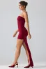 Premium Jersey Lace Up Back Mini Dress with Train in Ruby sold by Oh Polly