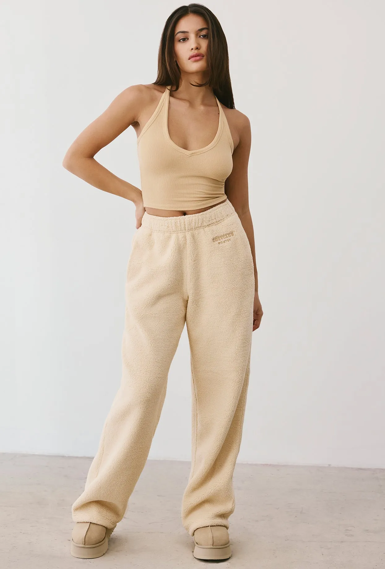 Fleece Wide Leg Joggers in Cashmere sold by Oh Polly product image thumbnail 5