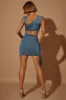 Asymmetric Ruched Mini Dress in Steel Blue sold by Oh Polly