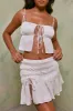Shirred Tie Up Front Crop Top in White sold by Oh Polly