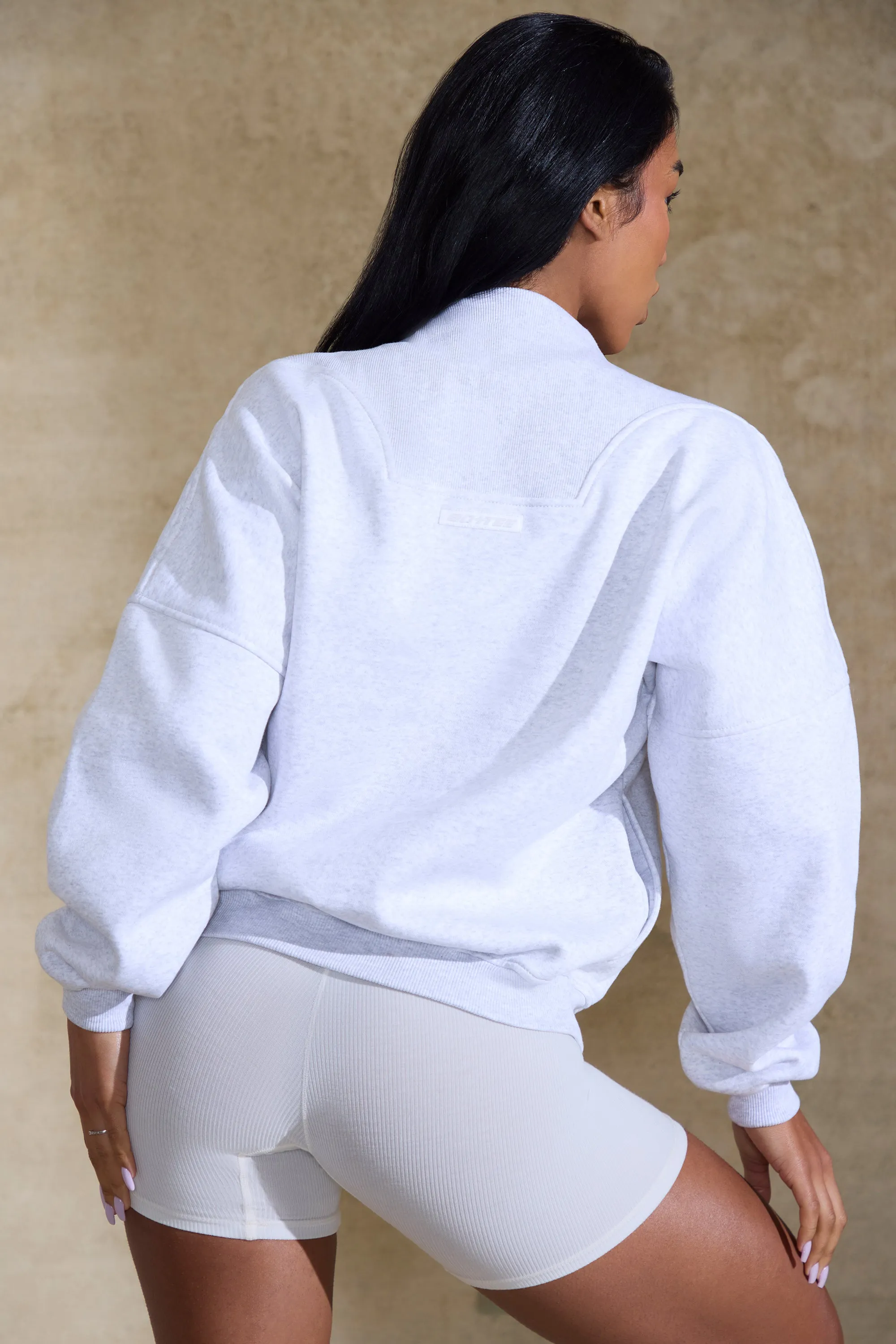 Oversized Half Zip Sweatshirt in Marled Grey sold by Oh Polly product image thumbnail 2