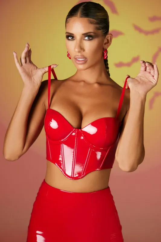 Vinyl Underwired Corset Top in Red sold by Oh Polly