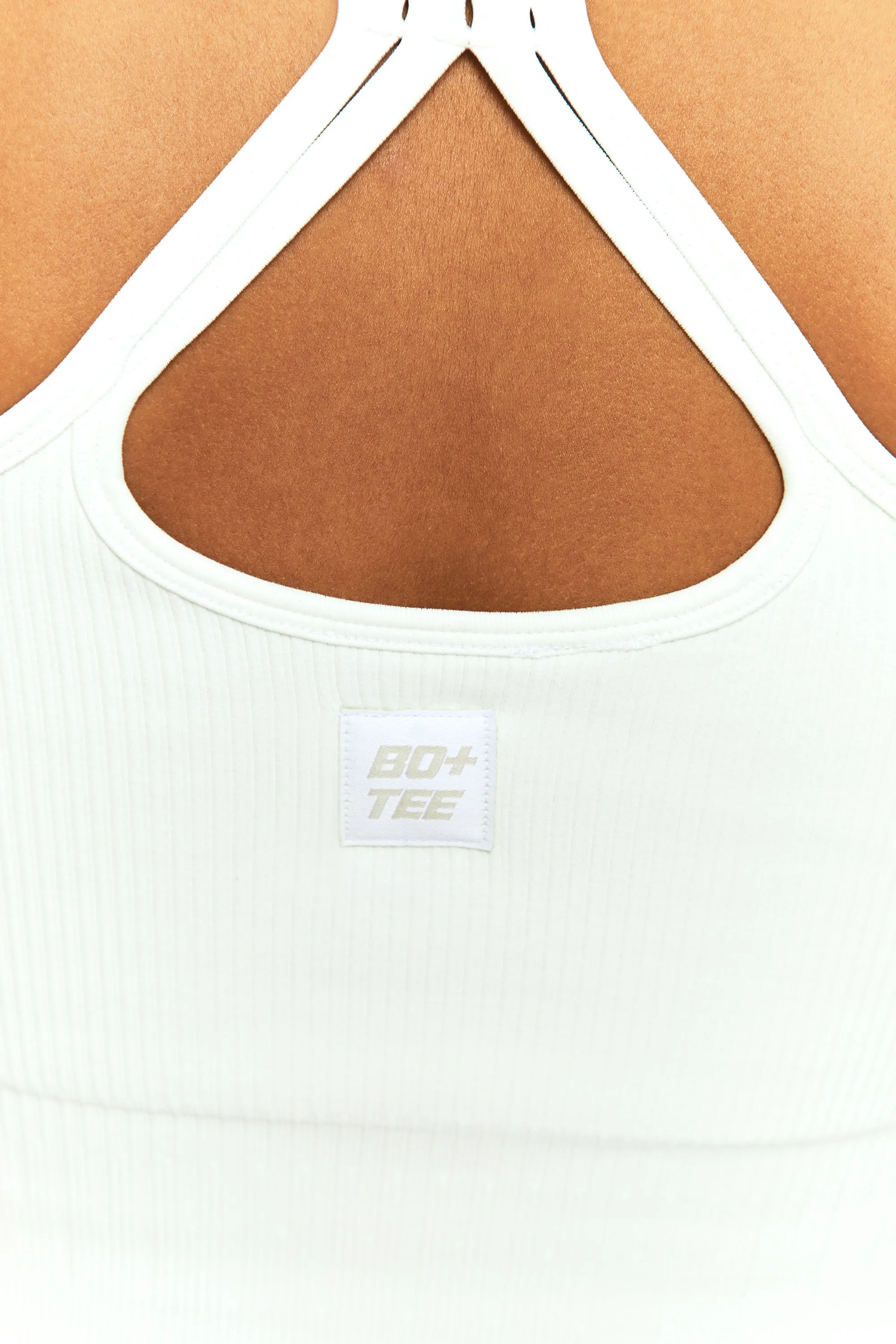 Feel Your Power Ribbed Racer Crop Top in White sold by Oh Polly product image thumbnail 4