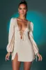 Balloon Sleeve Mini Dress in Ivory sold by Oh Polly
