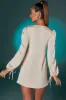 Balloon Sleeve Mini Dress in Ivory sold by Oh Polly