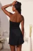 Bandeau Ruched Split Mini Dress in Black sold by Oh Polly