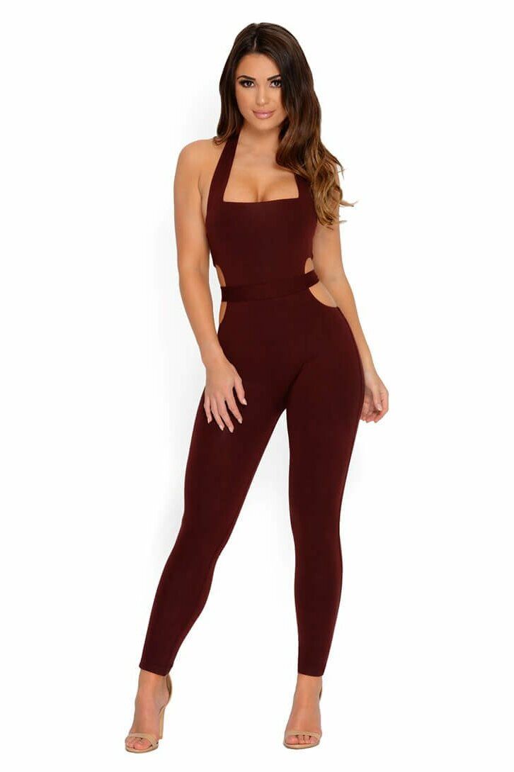 Hips Don't Lie Halter Neck Jumpsuit in Wine sold by Oh Polly product image thumbnail 8