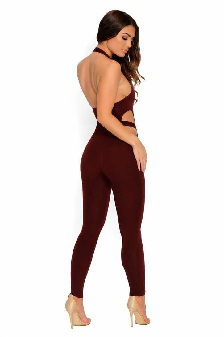 Hips Don't Lie Halter Neck Jumpsuit in Wine sold by Oh Polly product image thumbnail 9