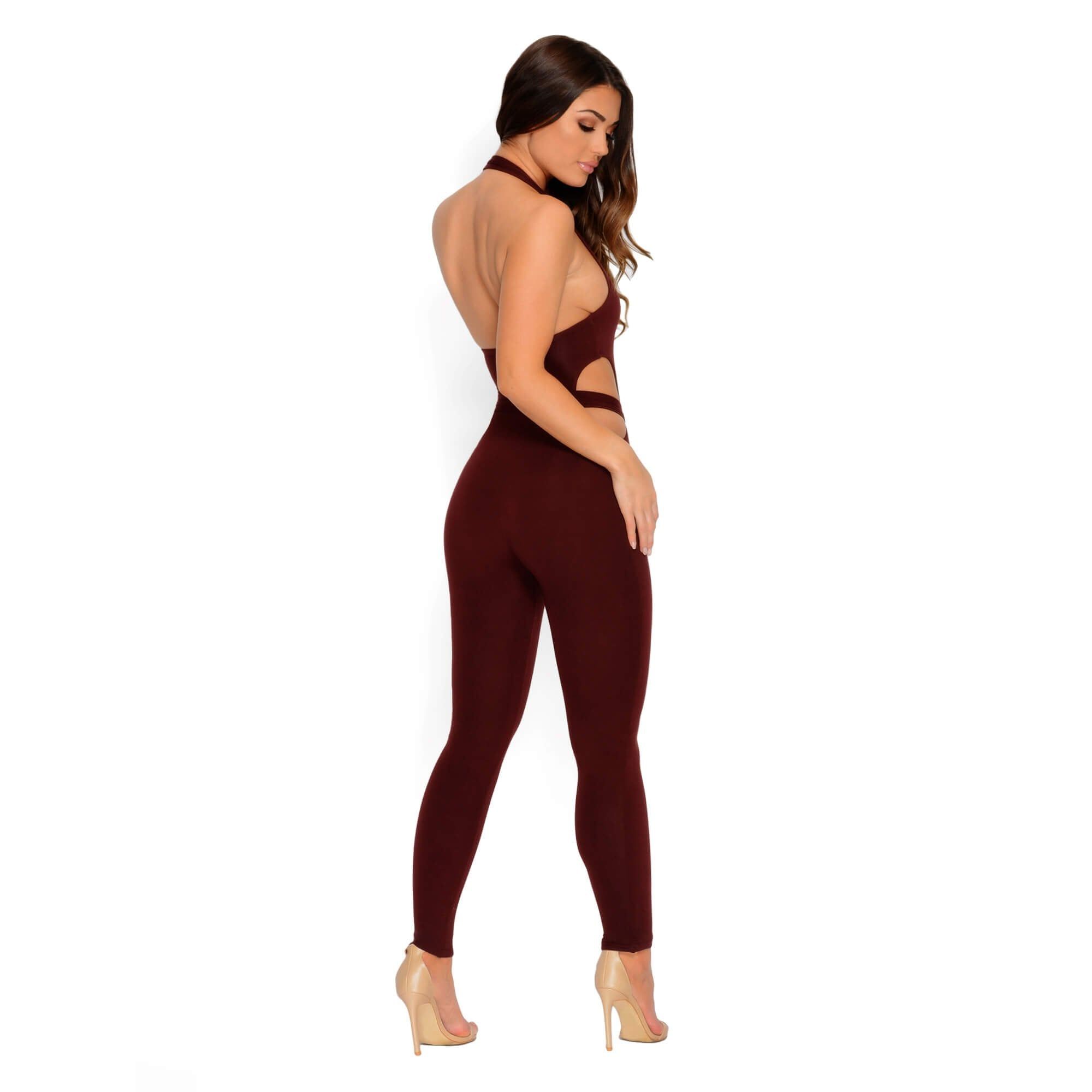 Hips Don't Lie Halter Neck Jumpsuit in Wine sold by Oh Polly product image thumbnail 7