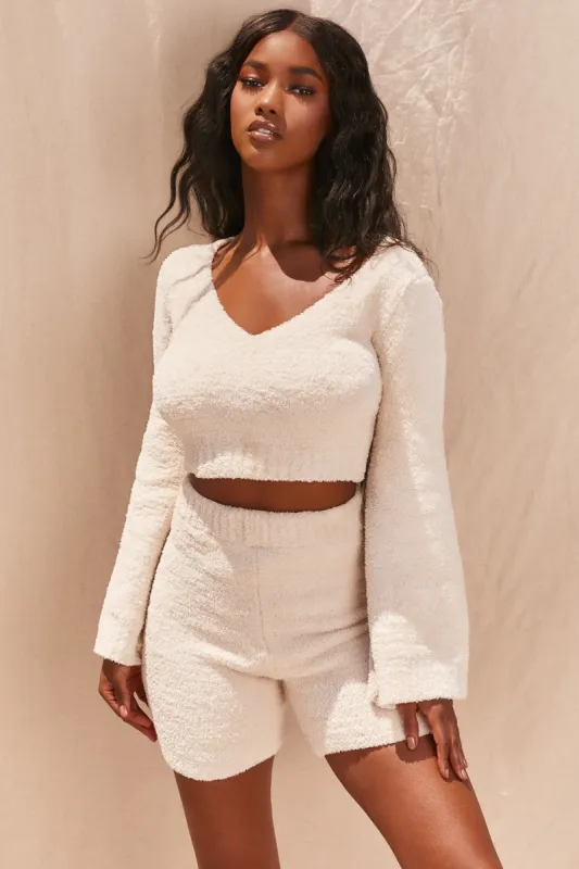 Wide Sleeve Cosy Lounge Top in Ivory sold by Oh Polly