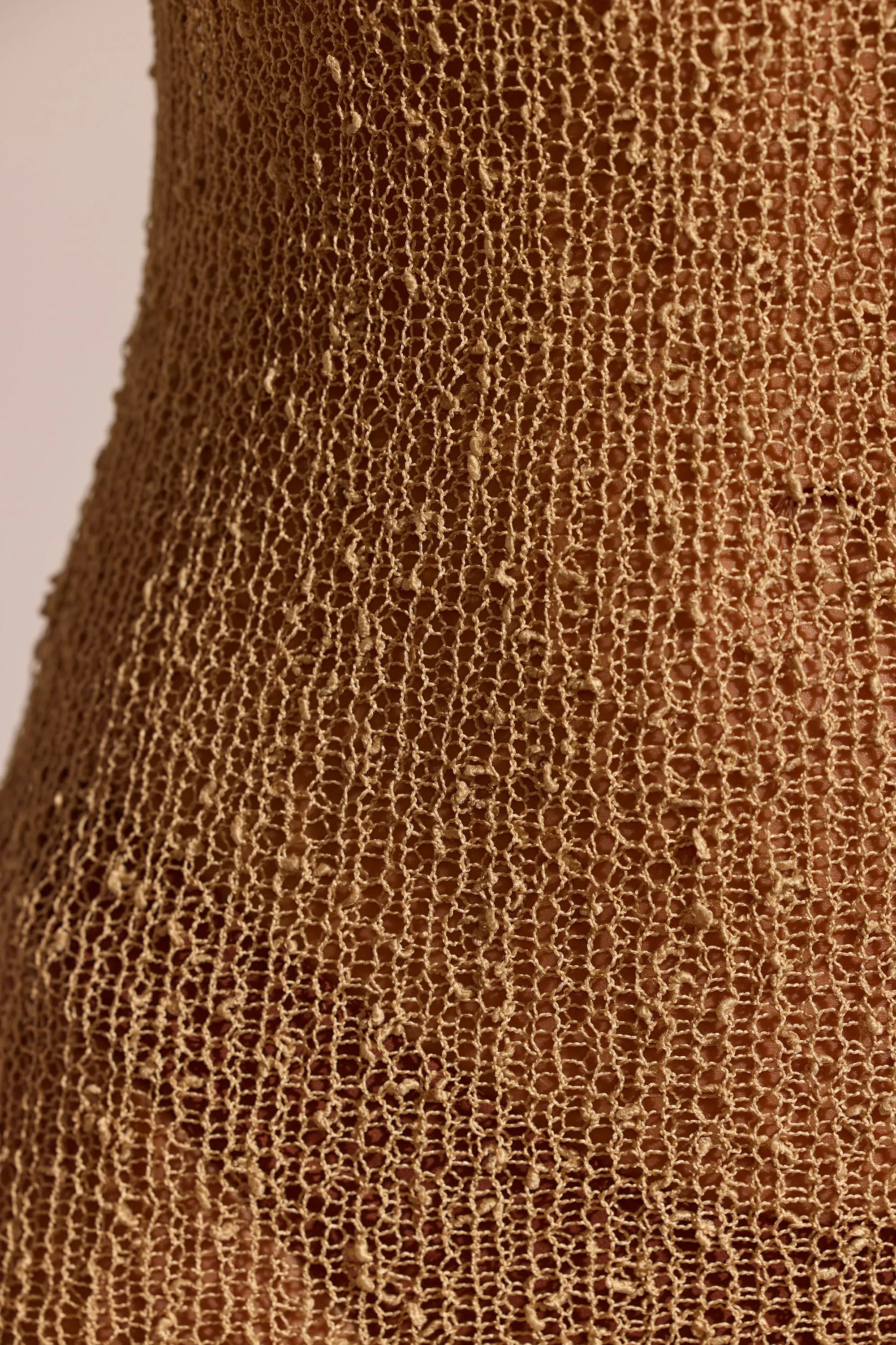 Crochet Knit Beach Mini Dress in Toffee sold by Oh Polly product image thumbnail 4