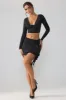 Slinky Jersey Mid Rise Ruffle Layer Mini Skirt in Black sold by Oh Polly