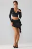 Slinky Jersey Mid Rise Ruffle Layer Mini Skirt in Black sold by Oh Polly