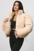 Terry Fleece Puffer Jacket in Beige sold by Oh Polly