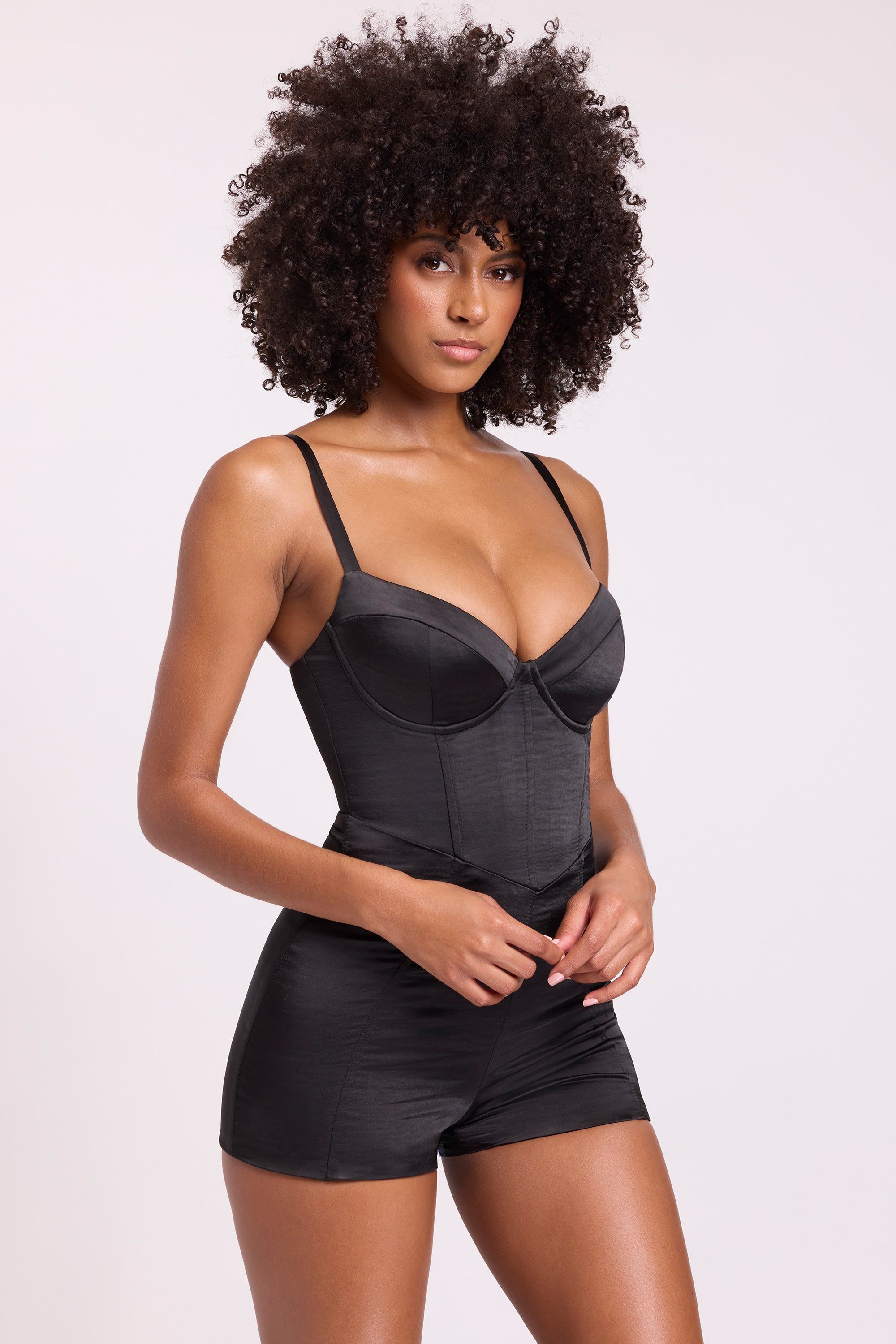 Satin Corset Playsuit in Black sold by Oh Polly product image thumbnail 6