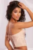 Plunge Neck Lace Trim Corset Crop Top in Cream sold by Oh Polly