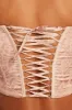 Plunge Neck Lace Trim Corset Crop Top in Cream sold by Oh Polly