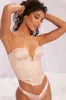 Plunge Neck Lace Trim Corset Crop Top in Cream sold by Oh Polly